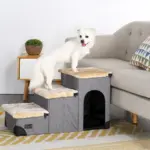 3-Step Plush Dog Stairs and Storage - Image 2
