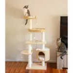 Premium Solid Wood and Natural Wicker Cat Tree - Image 2