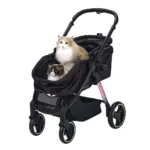Ibiyaya Retro Luxe Pet Stroller for Cats & Dogs, Prism Black - Image 3