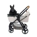 Ibiyaya Retro Luxe Pet Stroller for Cats & Dogs, Soft Sage - Image 5