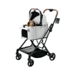 Ibiyaya Tinker Small Detachable Pet Stroller, Silver Grey - Image 8