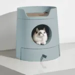 Mayitwill Cat Castle Semi Closed Litter Box, Morandi Green - Image 5