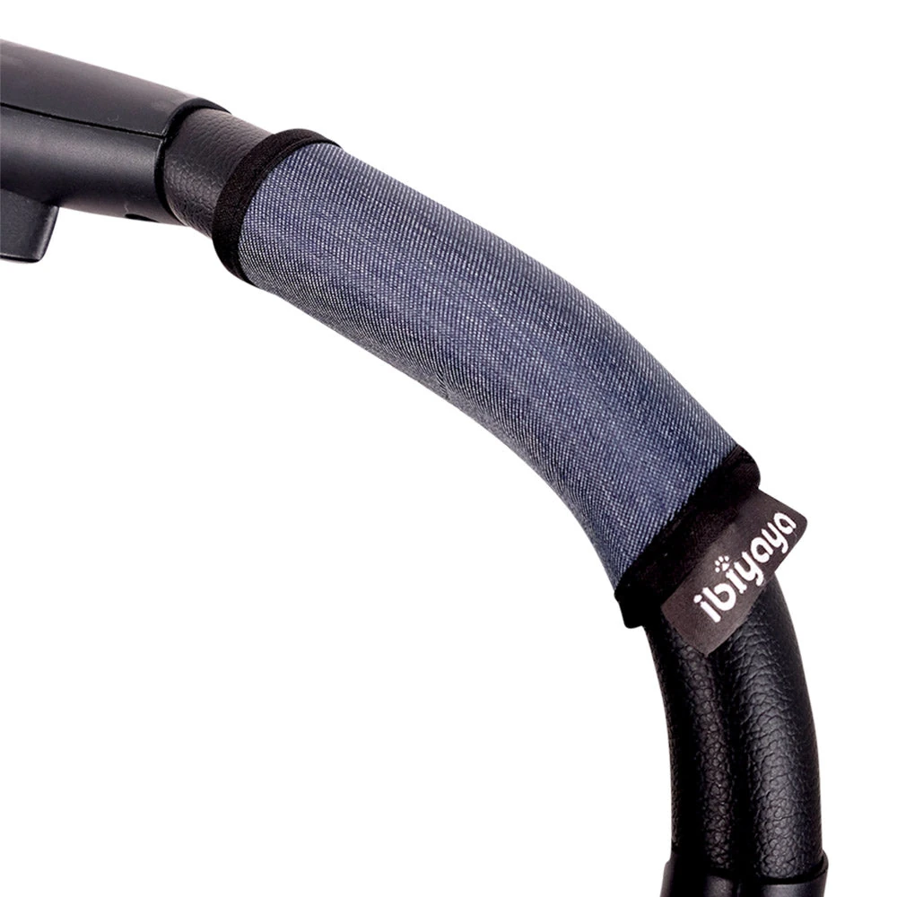 cat food plate next to stroller handle cover