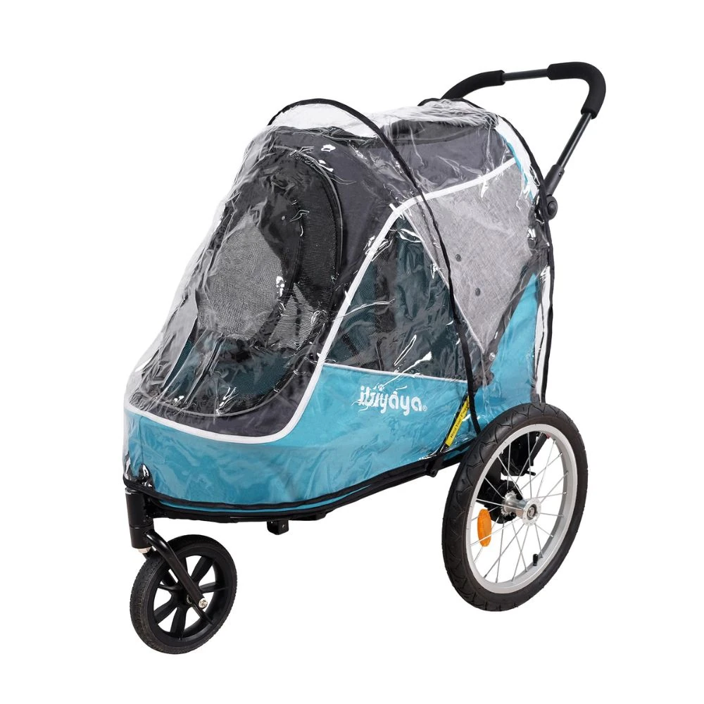 dog rain gear stroller cover in action